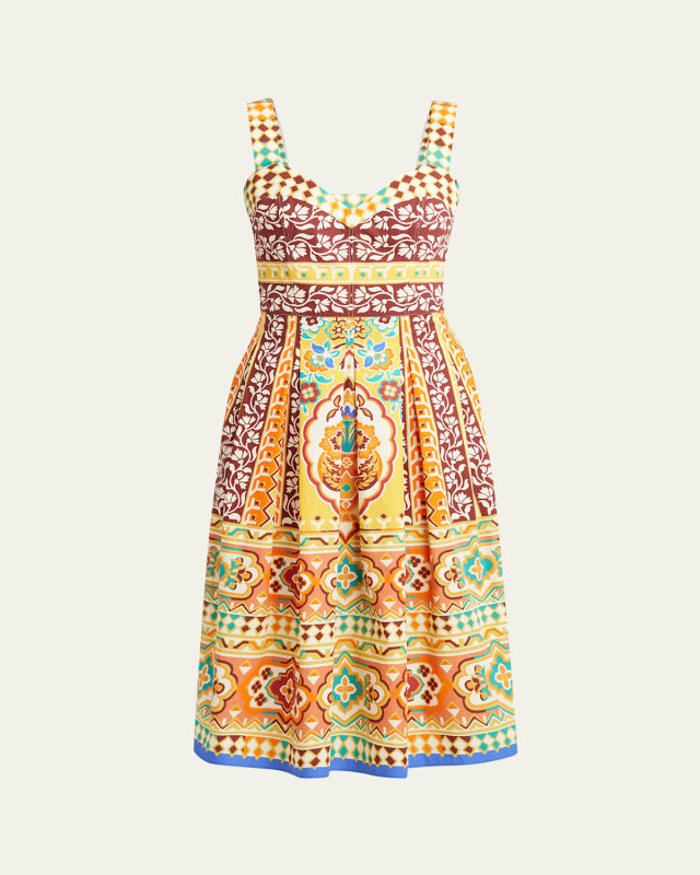 Sleeveless Pleated Poplin Midi Dress